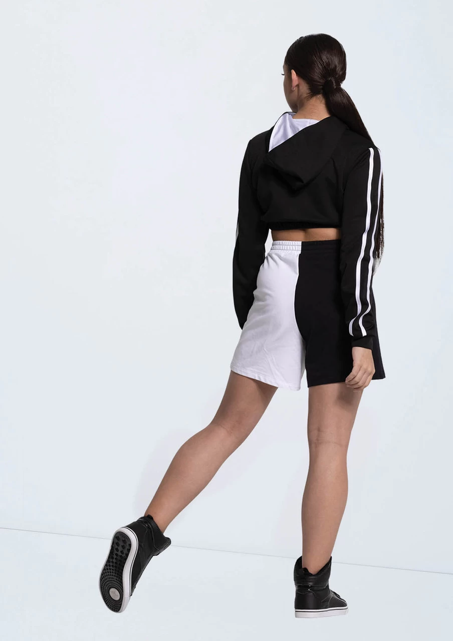 Weissman Striped Sleeve Cropped Hoodie - Image 2