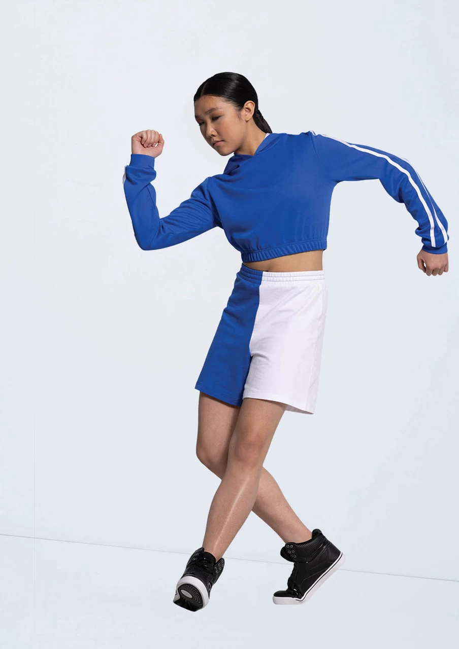 Weissman Striped Sleeve Cropped Hoodie - Image 5