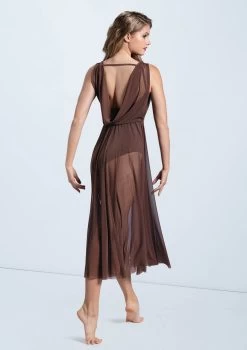 Weissman Double Cowl Mesh Maxi Dress