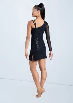 Weissman One Sleeve Sequin Shift Dress