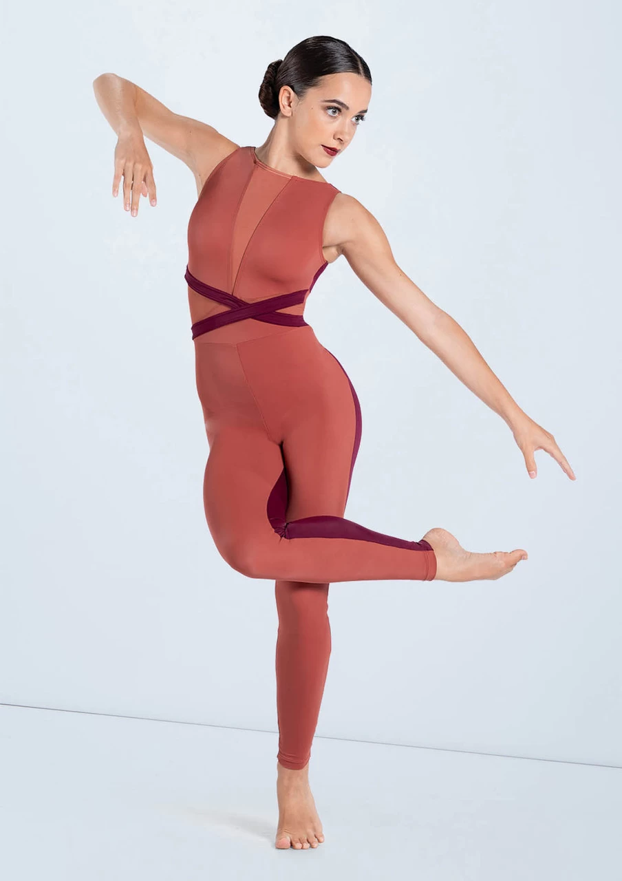 Weissman Two Tone V-Plunge Unitard - Image 6