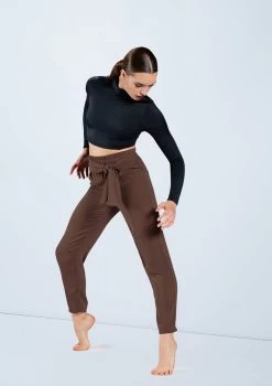 Weissman Lustre Long Sleeve Crop Top