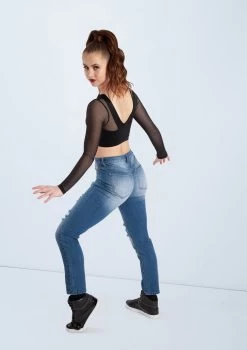 Weissman Lustre And Mesh Crop Top