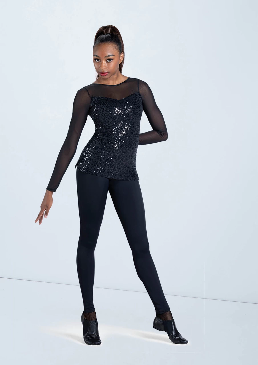 Weissman Long Sleeve Sequin Mesh Top - Image 5