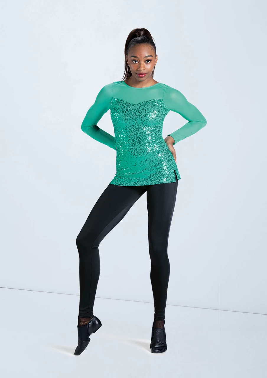 Weissman Long Sleeve Sequin Mesh Top - Image 4