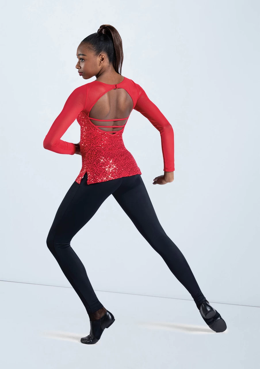 Weissman Long Sleeve Sequin Mesh Top - Image 3