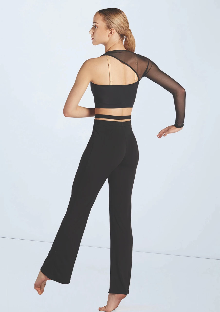 Weissman Asymmetric Mesh Sleeve Crop - Image 2