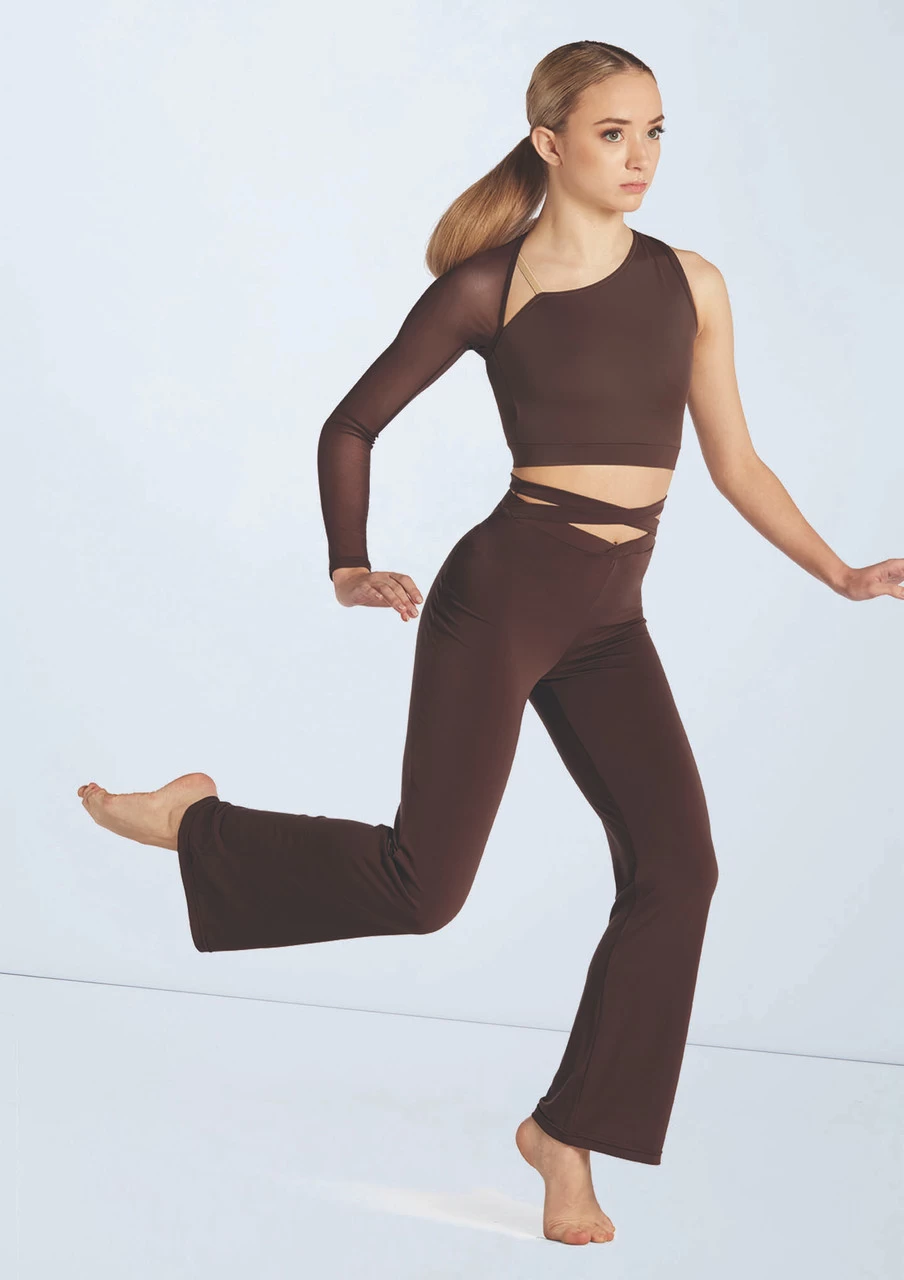 Weissman Asymmetric Mesh Sleeve Crop - Image 5